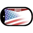 Ohio with American Flag Novelty Metal Dog Tag Necklace DT-12456