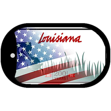 Louisiana with American Flag Novelty Metal Dog Tag Necklace DT-12457