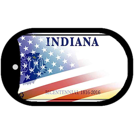 Indiana with American Flag Novelty Metal Dog Tag Necklace DT-12459