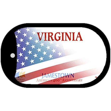 Virginia with American Flag Novelty Metal Dog Tag Necklace DT-12464