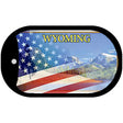 Wyoming with American Flag Novelty Metal Dog Tag Necklace DT-12469