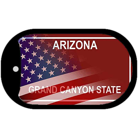 Arizona with American Flag Novelty Metal Dog Tag Necklace DT-12471