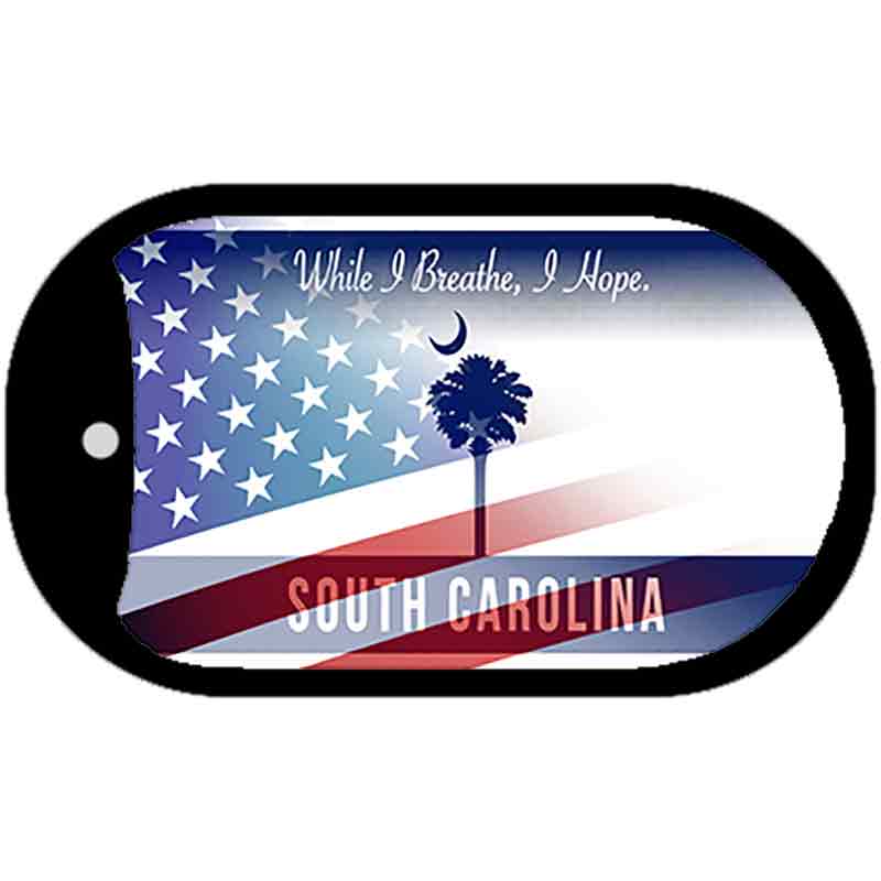 South Carolina with American Flag Novelty Metal Dog Tag Necklace DT-12473