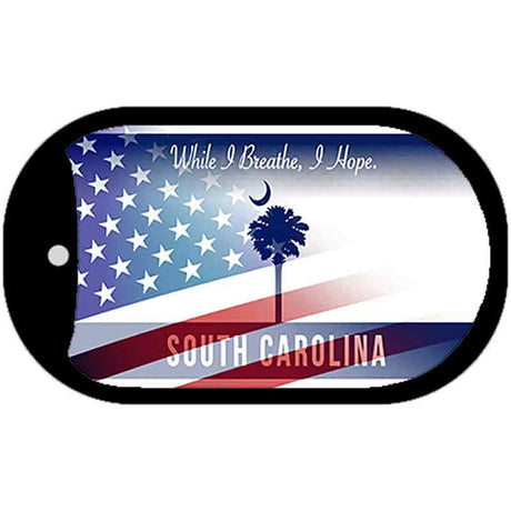 South Carolina with American Flag Novelty Metal Dog Tag Necklace DT-12473