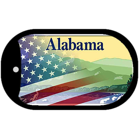 Alabama with American Flag Novelty Metal Dog Tag Necklace DT-12475