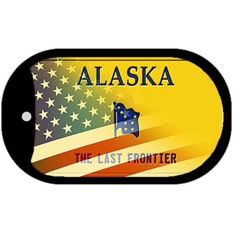 Alaska with American Flag Novelty Metal Dog Tag Necklace DT-12477