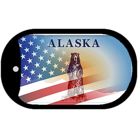 Alaska with American Flag Novelty Metal Dog Tag Necklace DT-12478