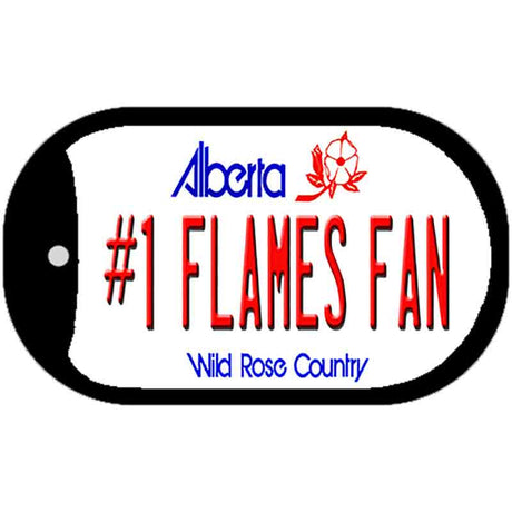 Number 1 Flames Fan Novelty Metal Dog Tag Necklace DT-13556