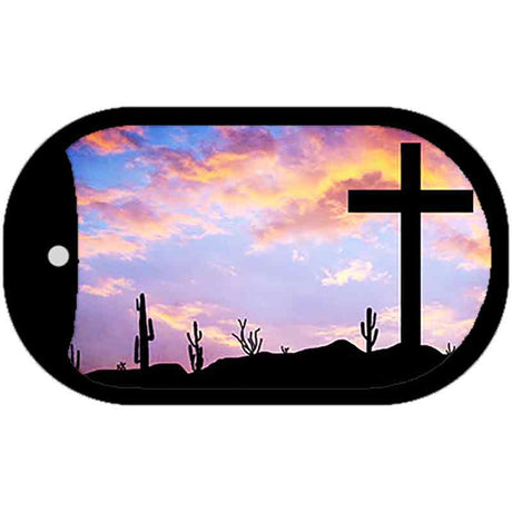 Sunset Cross Novelty Metal Dog Tag Necklace DT-1359