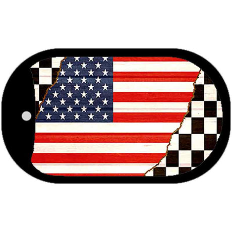 USA Racing Flag Novelty Metal Dog Tag Necklace DT-13737