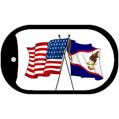 American Samoa USA Crossed Flags Novelty Metal Dog Tag Necklace