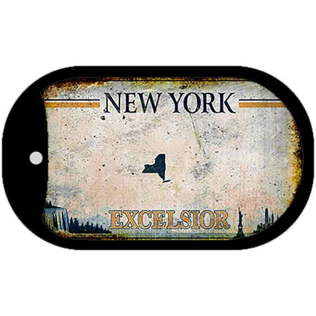 Excelsior New York Blank Rusty Novelty Metal Dog Tag Necklace