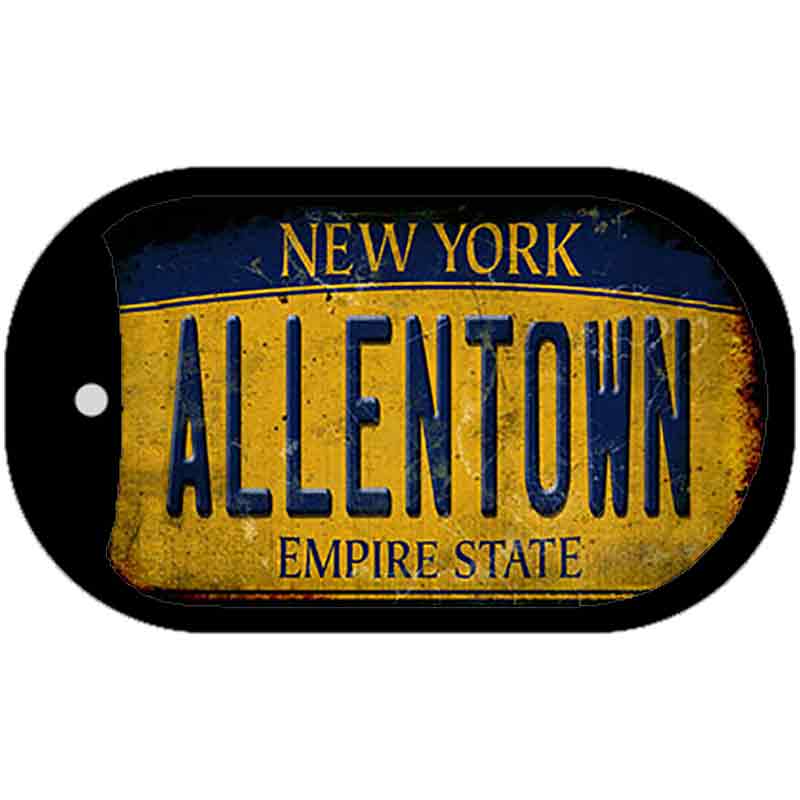 Allentown NY Yellow Rusty Novelty Metal Dog Tag Necklace