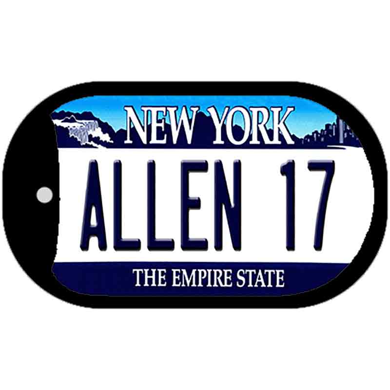 Allen 17 NY Blue Novelty Metal Dog Tag Necklace