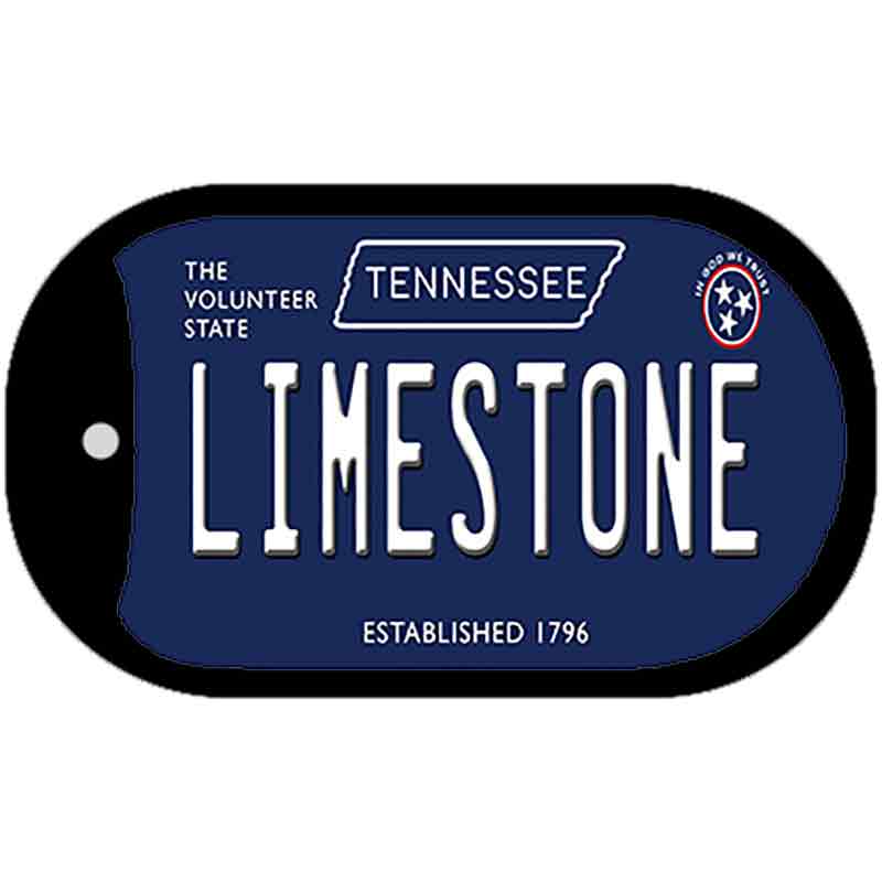 Limestone Tennessee Blue Novelty Metal Dog Tag Necklace