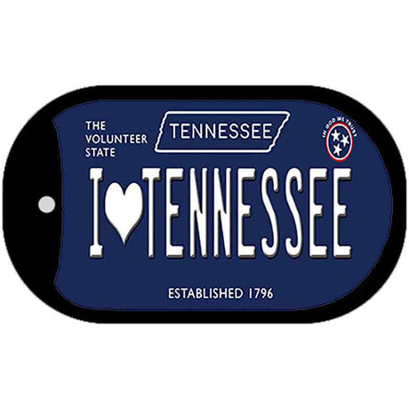 I Heart TN Tennessee Blue Novelty Metal Dog Tag Necklace