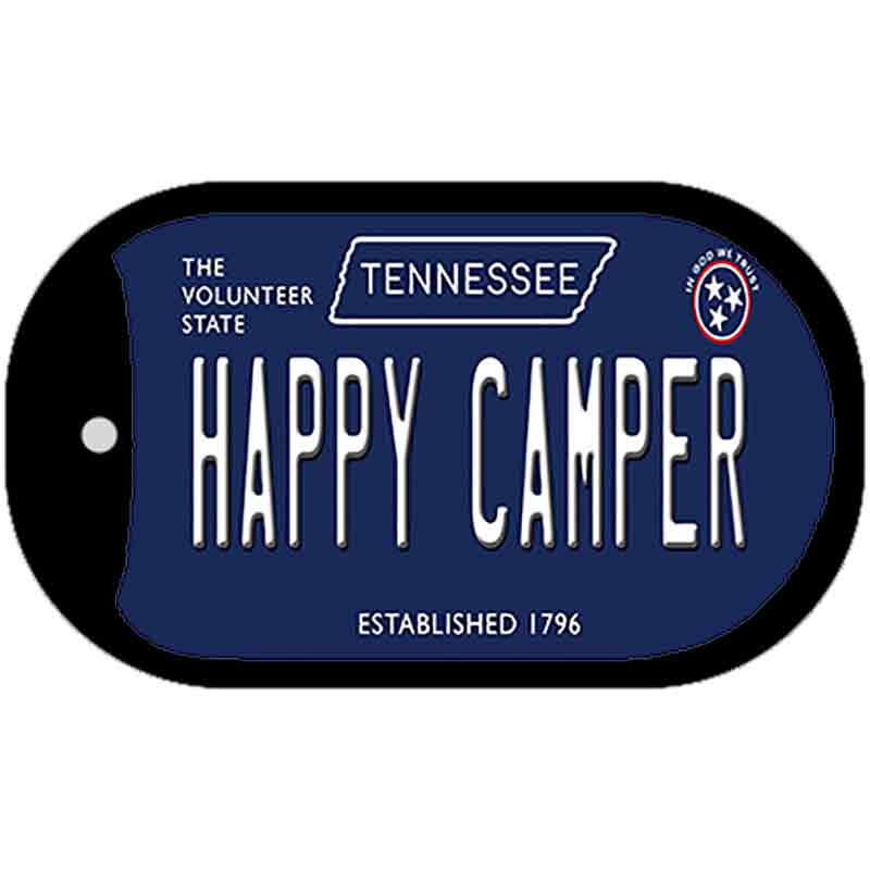 Happy Camper Tennessee Blue Novelty Metal Dog Tag Necklace