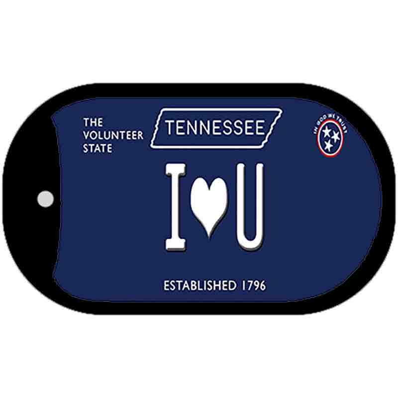 I Heart U Tennessee Blue Novelty Metal Dog Tag Necklace