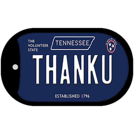 Thank U Tennessee Blue Novelty Metal Dog Tag Necklace