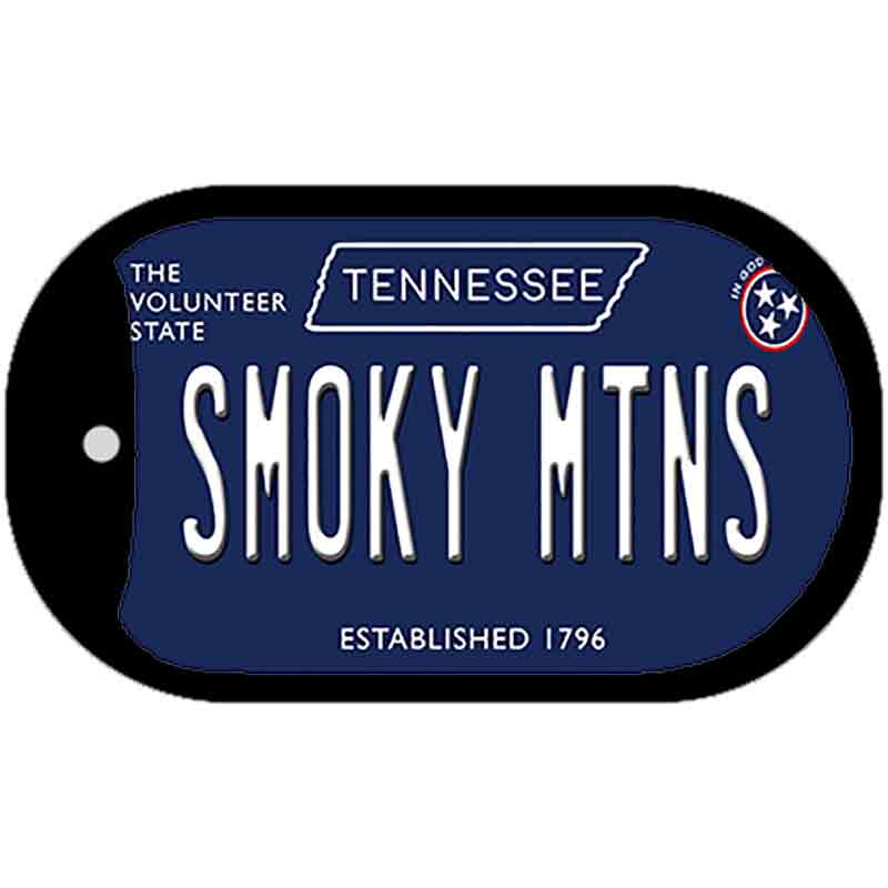 Smoky Mtns Tennessee Blue Novelty Metal Dog Tag Necklace