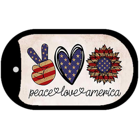 Peace Love America Novelty Metal Dog Tag Necklace