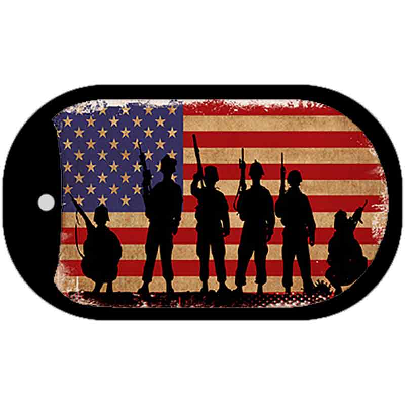 Military Soldiers American Flag Novelty Metal Dog Tag Necklace