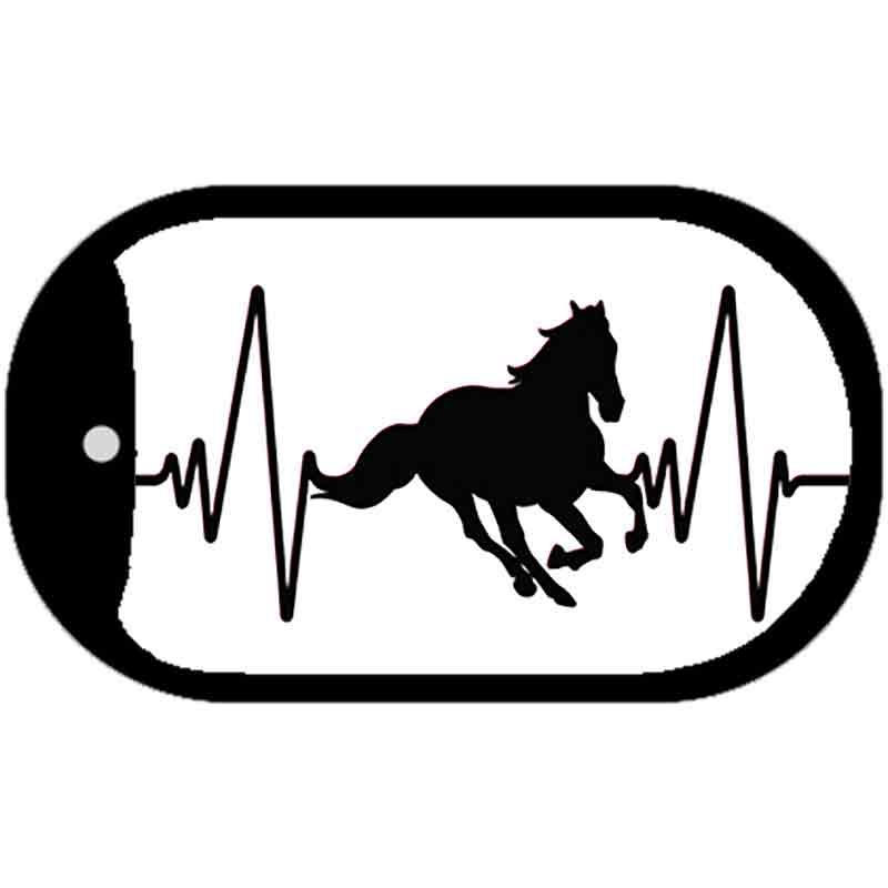 Horse Heart Beat Novelty Metal Dog Tag Necklace