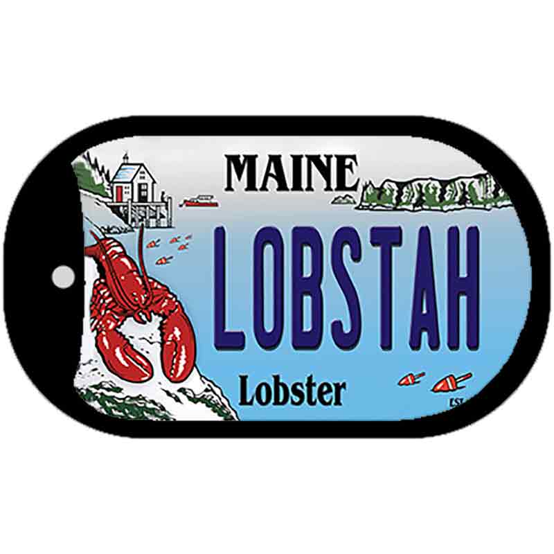 Lobstah Maine Lobster Novelty Metal Dog Tag Necklace