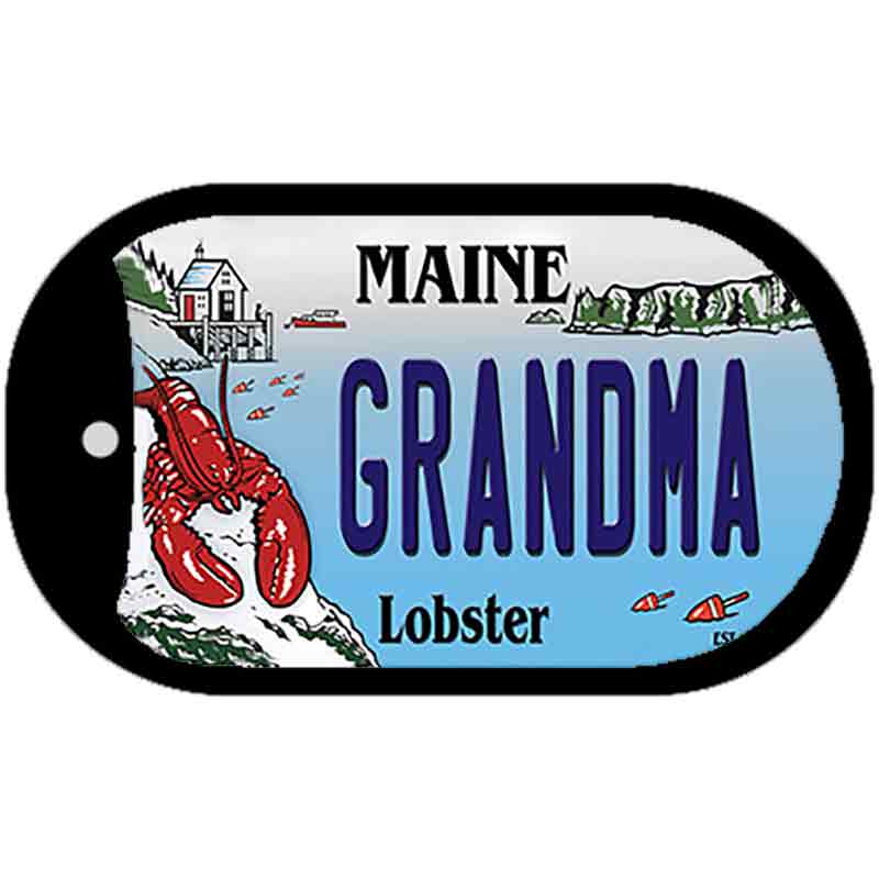 Grandma Maine Lobster Novelty Metal Dog Tag Necklace