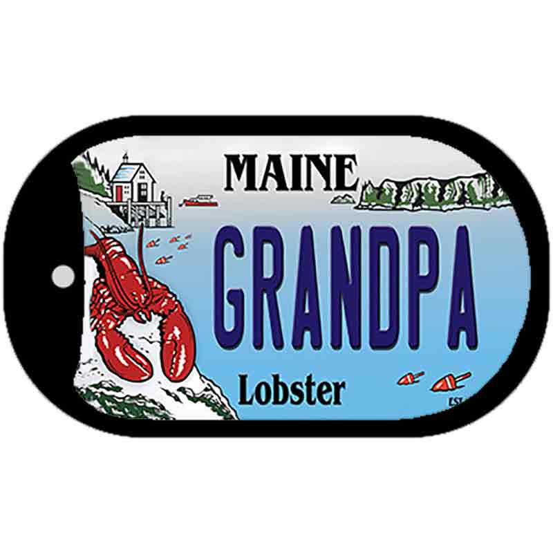 Grandpa Maine Lobster Novelty Metal Dog Tag Necklace