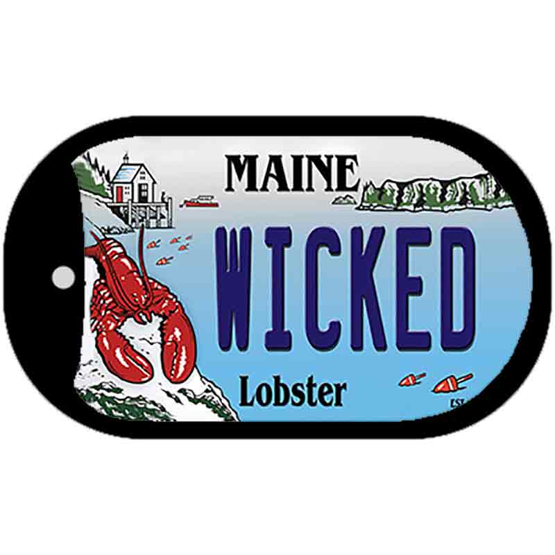 Wicked Maine Lobster Novelty Metal Dog Tag Necklace