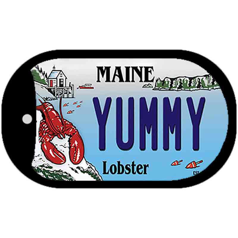 Yummy Maine Lobster Novelty Metal Dog Tag Necklace