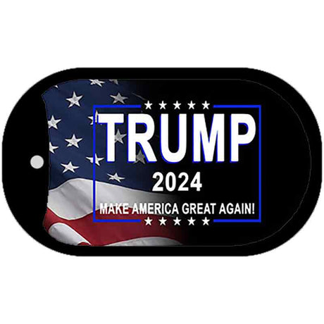 Trump 2024 Flag | Black Novelty Metal Dog Tag Necklace