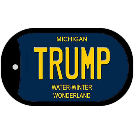 Trump Michigan Blue Novelty Dog Tag Necklace