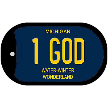 1 God Michigan Blue Novelty Dog Tag Necklace