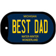 Best Dad Michigan Blue Novelty Dog Tag Necklace