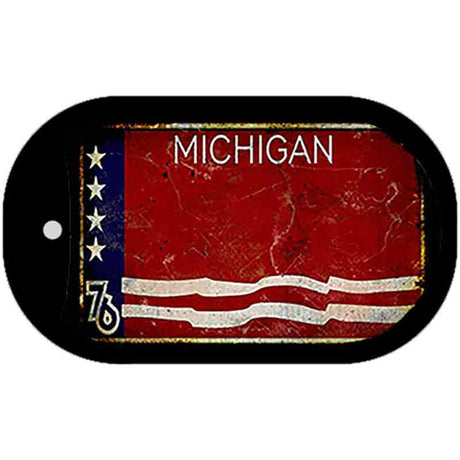 Rusty Michigan Bicentennial 76 Novelty Metal Dog Tag Necklace