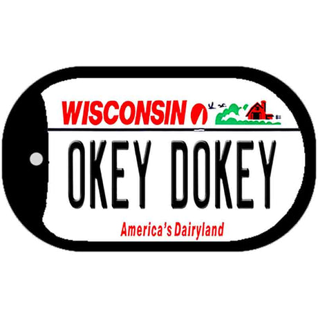 Okey Dokey Wisconsin State Background Novelty Metal Dog Tag