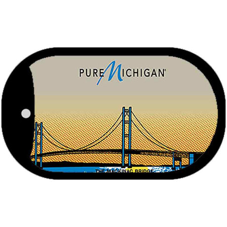 Pure Michigan Mackinac Bridge Novelty Metal Dog Tag Necklace