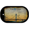 Pure Michigan Mackinac Bridge Rusty Novelty Metal Dog Tag Necklace