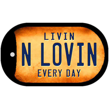 Livin N Lovin Everyday Novelty Metal Dog Tag Necklace