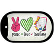 Peace Love Teaching Novelty Metal Dog Tag Necklace