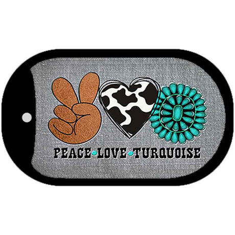 Peace Love Turquoise Novelty Metal Dog Tag Necklace