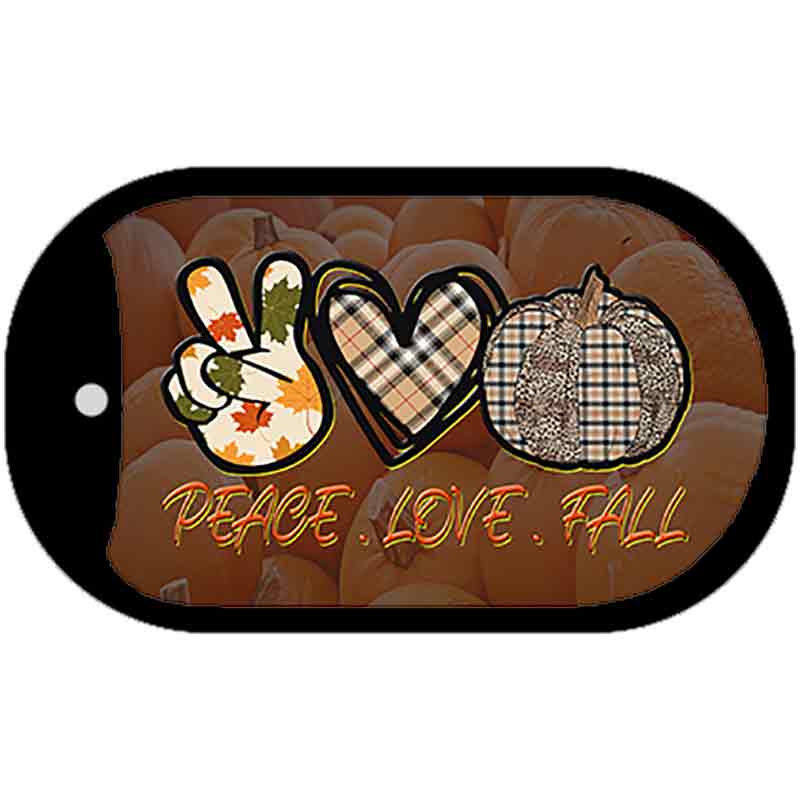 Peace Love Fall Novelty Metal Dog Tag Necklace