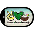 Peace Love Coconut Novelty Metal Dog Tag Necklace