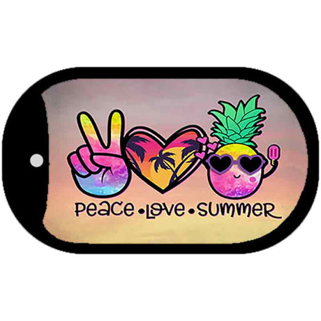 Peace Love Summer Novelty Metal Dog Tag Necklace