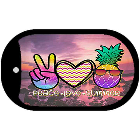 Peace Love Summer Pineapple BeachNovelty Metal Dog Tag Necklace