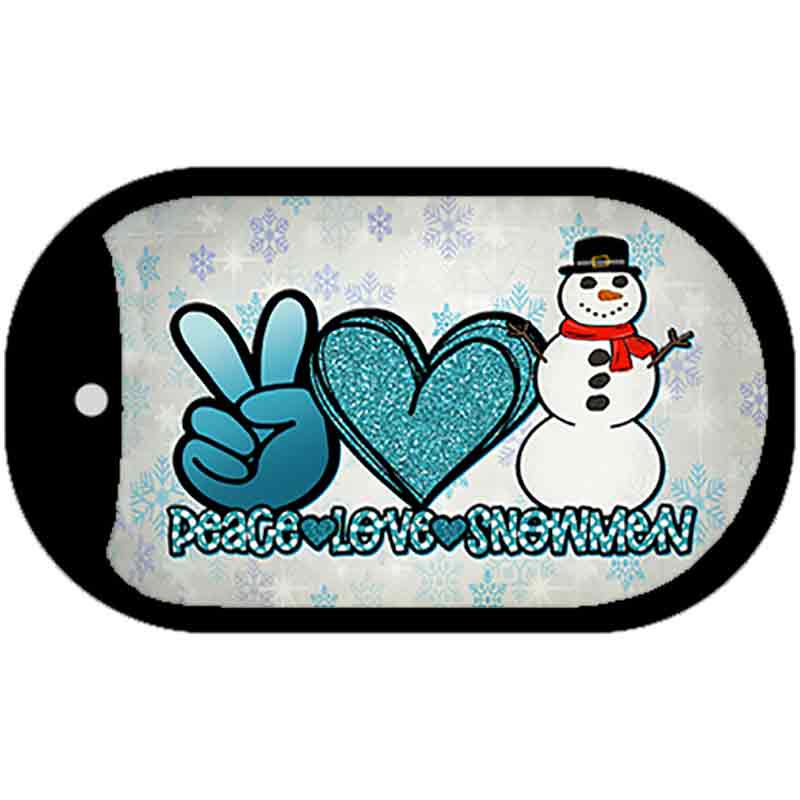 Peace Love Snowman Novelty Metal Dog Tag Necklace