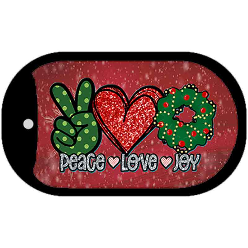 Peace Love Joy Novelty Metal Dog Tag Necklace