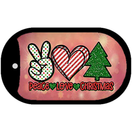 Peace Love Christmas Novelty Metal Dog Tag Necklace